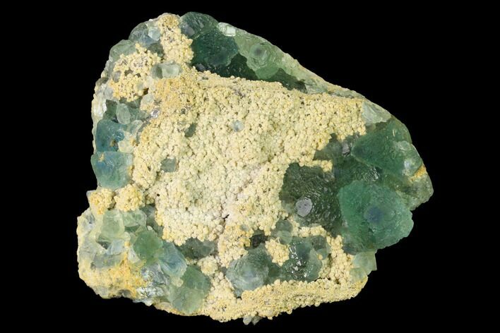 Stepped Green Fluorite Crystals on Quartz - China #142389